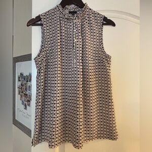 Talbots Black, pink and White Geometric Blouse